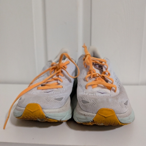 s-l400.jpg Hoka One One Clifton 8 Shoes Womens White Blue Running Sneakers Size 10B